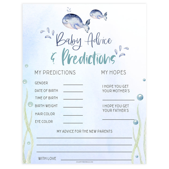 baby advice and predictions game, Printable baby shower games, whale baby games, baby shower games, fun baby shower ideas, top baby shower ideas, whale baby shower, baby shower games, fun whale baby shower ideas