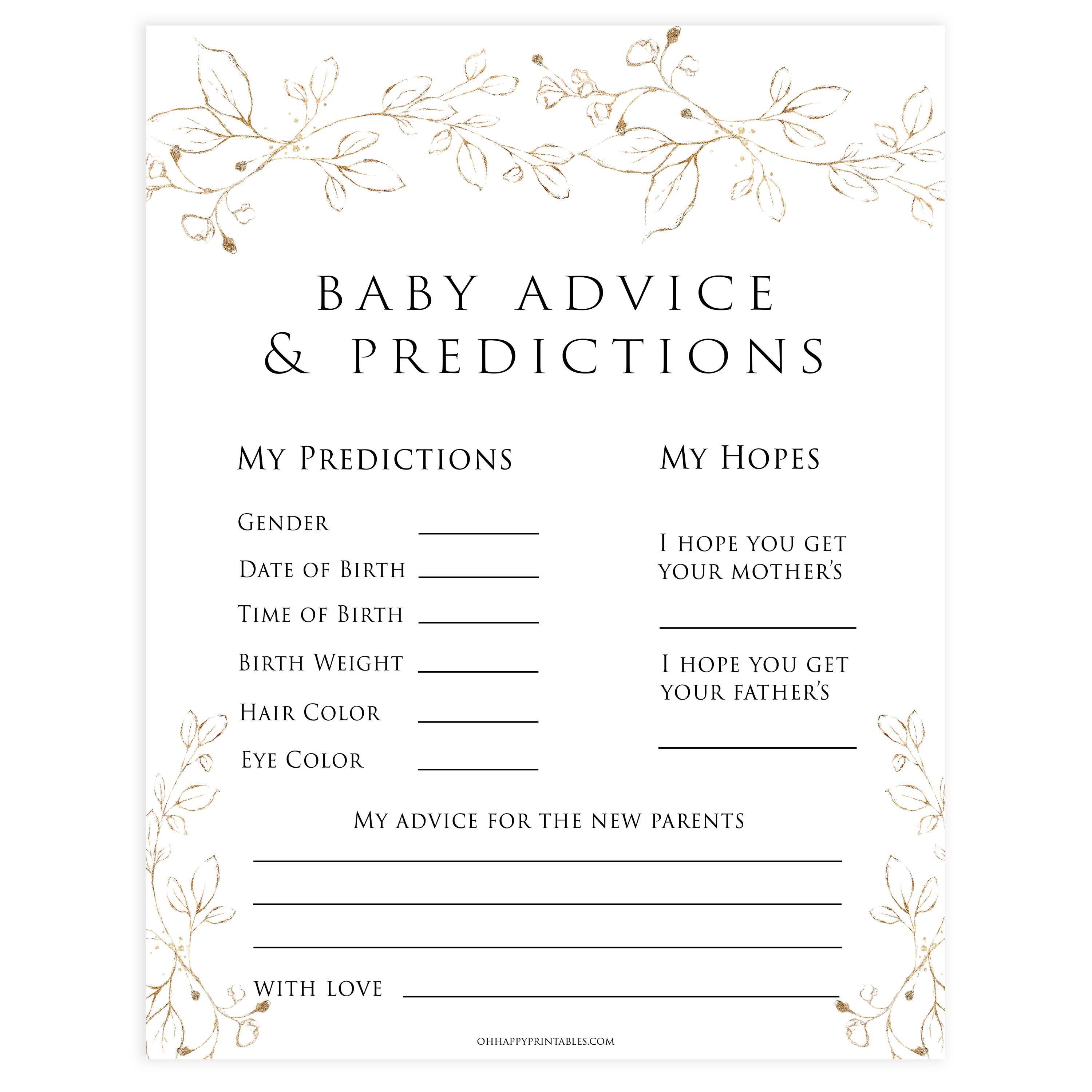baby advice and predictions, Printable baby shower games, gold leaf baby games, baby shower games, fun baby shower ideas, top baby shower ideas, gold leaf baby shower, baby shower games, fun gold leaf baby shower ideas