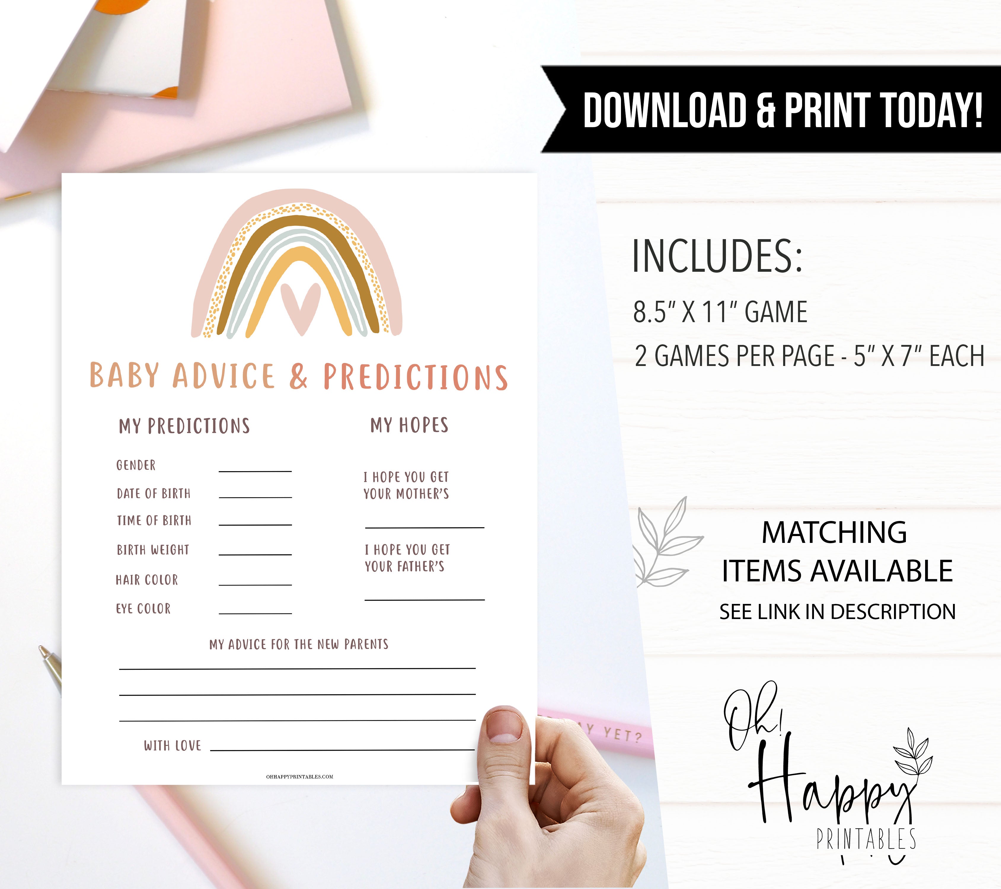 baby advice and predictions baby game, Printable baby shower games, boho rainbow baby games, baby shower games, fun baby shower ideas, top baby shower ideas, boho rainbow baby shower, baby shower games, fun boho rainbow baby shower ideas