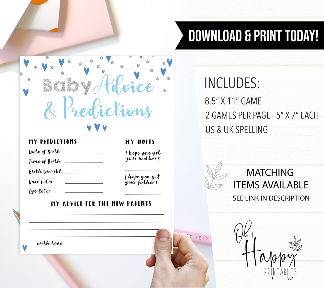 Blue hearts baby games, baby advice and predictions, printable baby games, boy baby games, blue hearts baby shower, top baby games, fun baby games, popular baby games