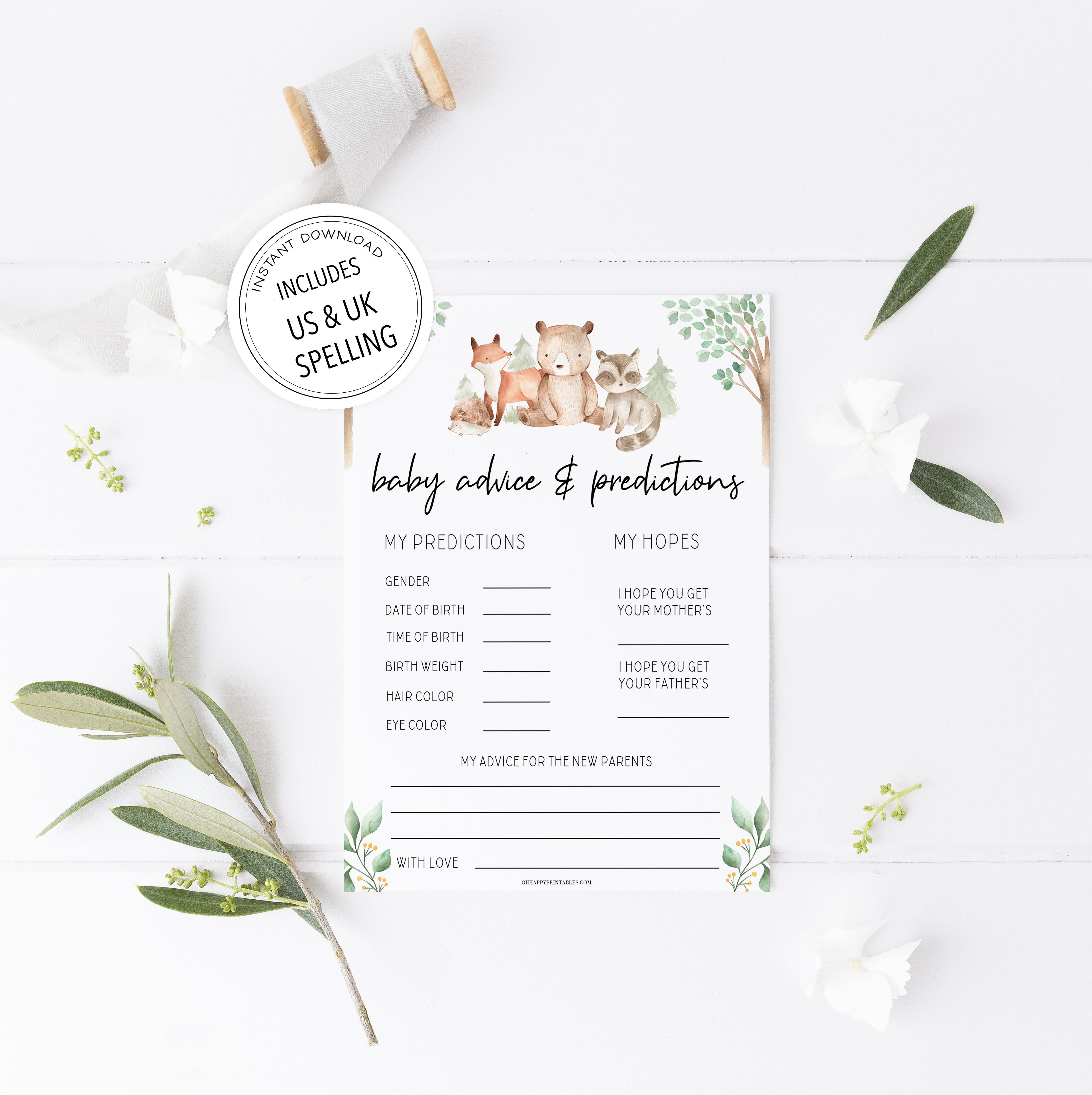 baby advice and predictions game, Printable baby shower games, woodland animals baby games, baby shower games, fun baby shower ideas, top baby shower ideas, woodland baby shower, baby shower games, fun woodland animals baby shower ideas