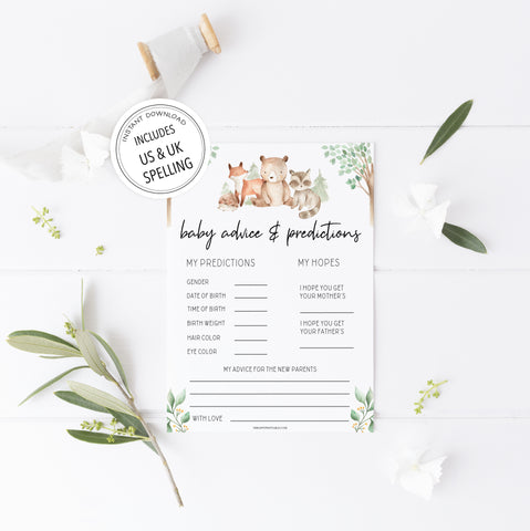 baby advice and predictions game, Printable baby shower games, woodland animals baby games, baby shower games, fun baby shower ideas, top baby shower ideas, woodland baby shower, baby shower games, fun woodland animals baby shower ideas