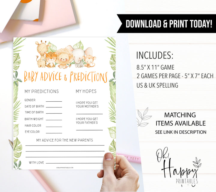 baby advice and predictions game, Printable baby shower games, safari animals baby games, baby shower games, fun baby shower ideas, top baby shower ideas, safari animals baby shower, baby shower games, fun baby shower ideas