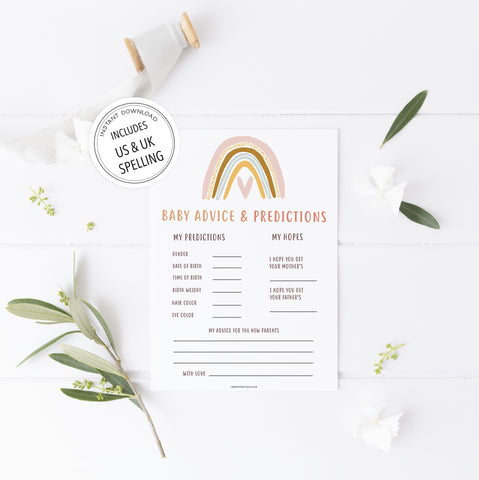baby advice and predictions baby game, Printable baby shower games, boho rainbow baby games, baby shower games, fun baby shower ideas, top baby shower ideas, boho rainbow baby shower, baby shower games, fun boho rainbow baby shower ideas