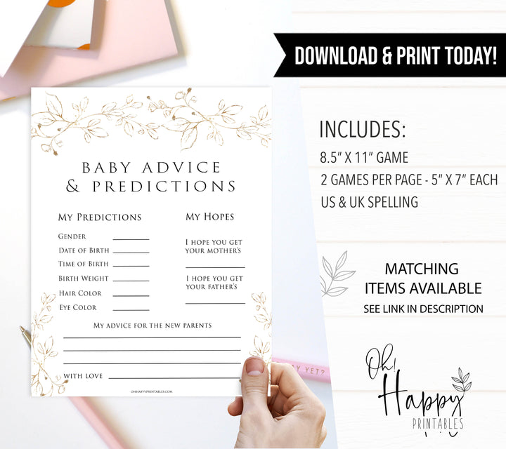 baby advice and predictions, Printable baby shower games, gold leaf baby games, baby shower games, fun baby shower ideas, top baby shower ideas, gold leaf baby shower, baby shower games, fun gold leaf baby shower ideas