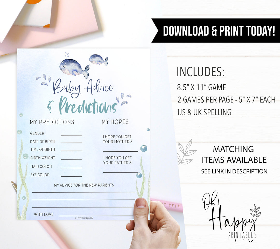 baby advice and predictions game, Printable baby shower games, whale baby games, baby shower games, fun baby shower ideas, top baby shower ideas, whale baby shower, baby shower games, fun whale baby shower ideas