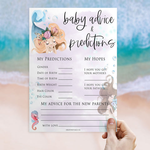 baby advice and predictions keepsake, Printable baby shower games, little mermaid baby games, baby shower games, fun baby shower ideas, top baby shower ideas, little mermaid baby shower, baby shower games, pink hearts baby shower ideas