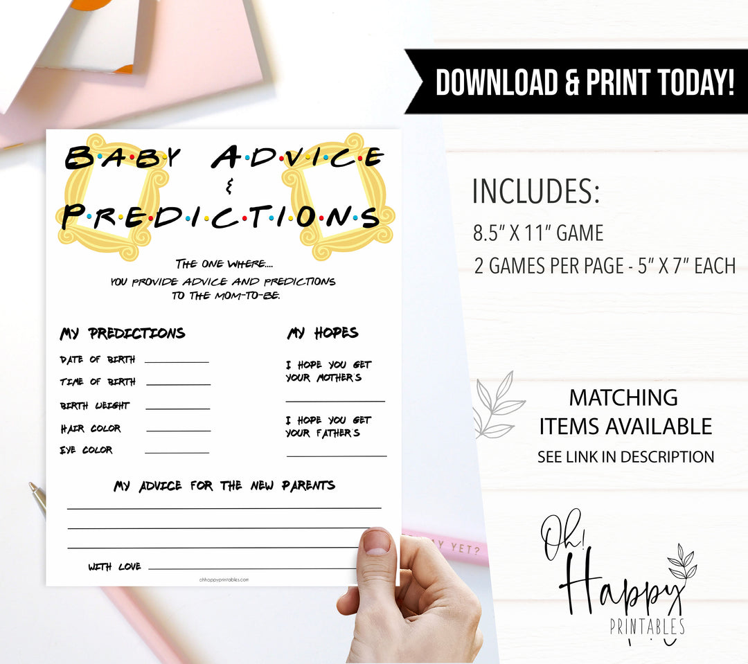 Baby Advice and Predictions Game, Printable baby shower games, friends fun baby games, baby shower games, fun baby shower ideas, top baby shower ideas, friends baby shower, friends baby shower ideas