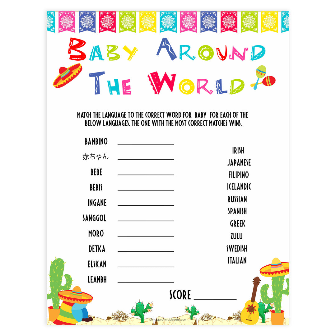 baby around the world game, Printable baby shower games, Mexican fiesta fun baby games, baby shower games, fun baby shower ideas, top baby shower ideas, fiesta shower baby shower, fiesta baby shower ideas