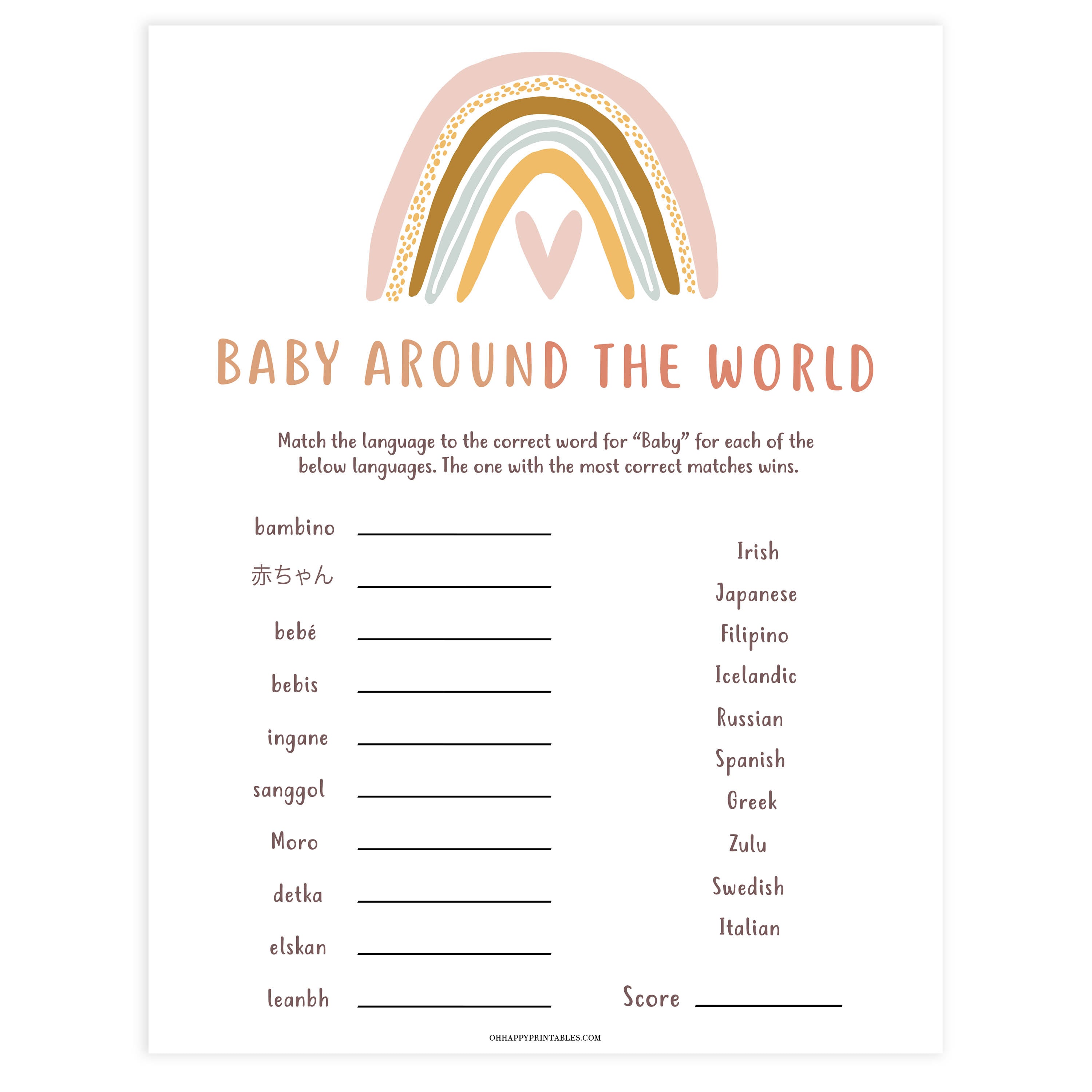 baby around the world game, Printable baby shower games, boho rainbow baby games, baby shower games, fun baby shower ideas, top baby shower ideas, boho rainbow baby shower, baby shower games, fun boho rainbow baby shower ideas