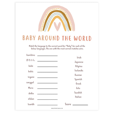 baby around the world game, Printable baby shower games, boho rainbow baby games, baby shower games, fun baby shower ideas, top baby shower ideas, boho rainbow baby shower, baby shower games, fun boho rainbow baby shower ideas