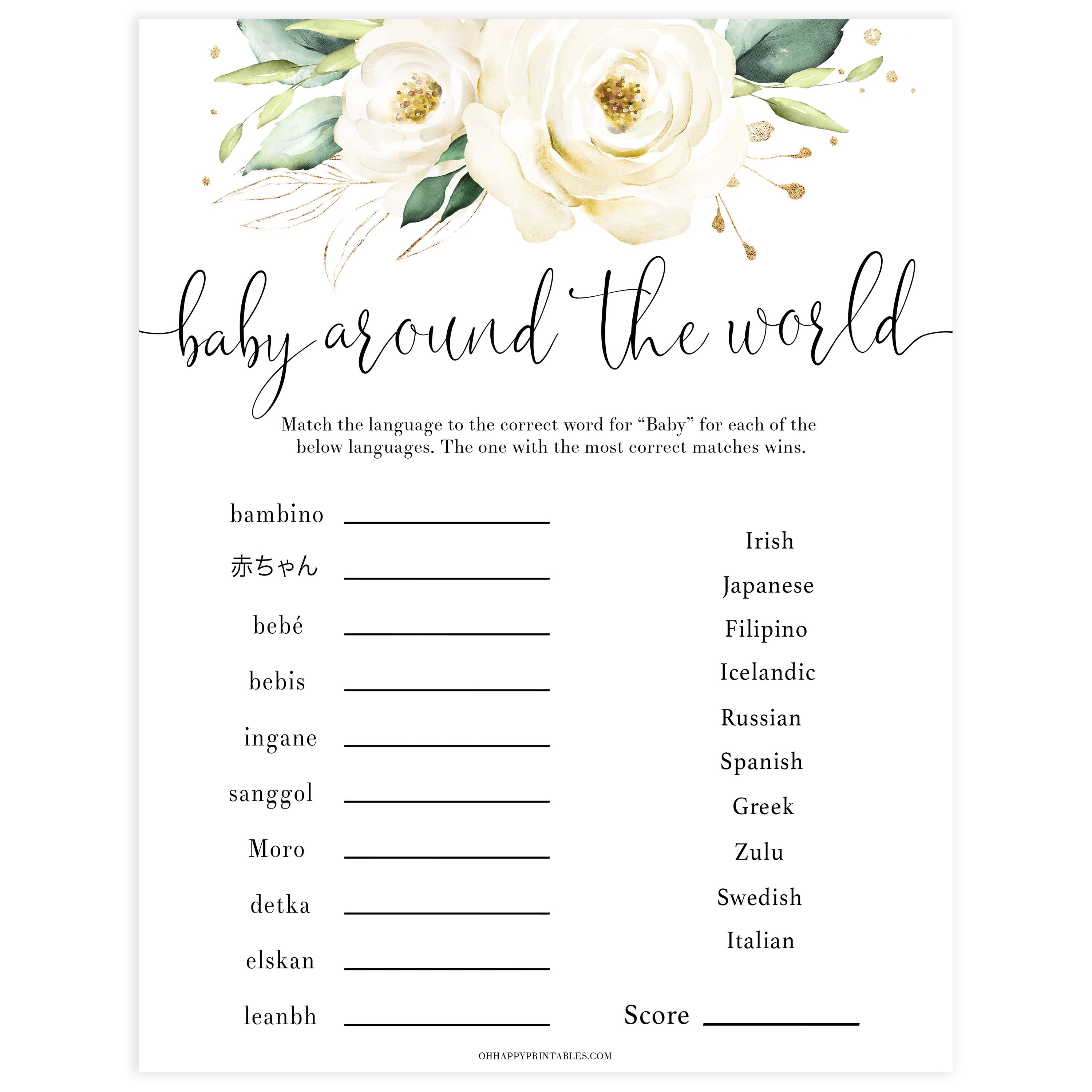 baby around the world game, Printable baby shower games, shite floral baby games, baby shower games, fun baby shower ideas, top baby shower ideas, floral baby shower, baby shower games, fun floral baby shower ideas