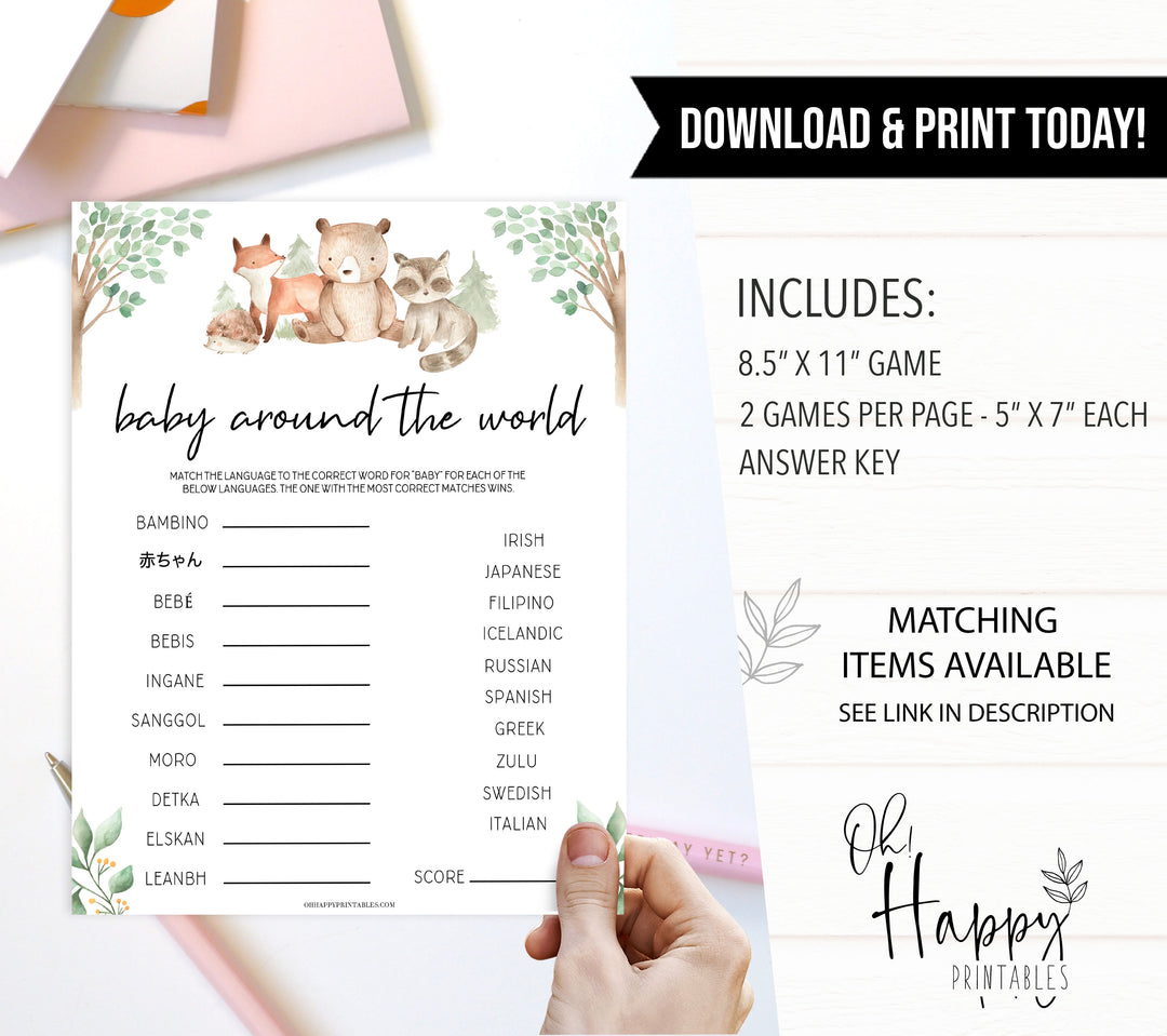 baby around the world game, Printable baby shower games, woodland animals baby games, baby shower games, fun baby shower ideas, top baby shower ideas, woodland baby shower, baby shower games, fun woodland animals baby shower ideas