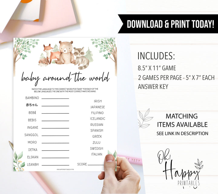 baby around the world game, Printable baby shower games, woodland animals baby games, baby shower games, fun baby shower ideas, top baby shower ideas, woodland baby shower, baby shower games, fun woodland animals baby shower ideas