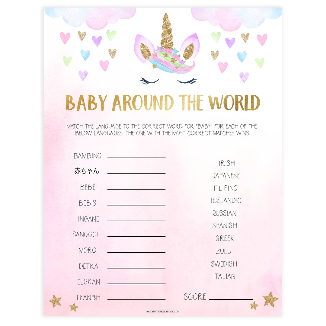 baby around the world game, Printable baby shower games, unicorn baby games, baby shower games, fun baby shower ideas, top baby shower ideas, unicorn baby shower, baby shower games, fun unicorn baby shower ideas