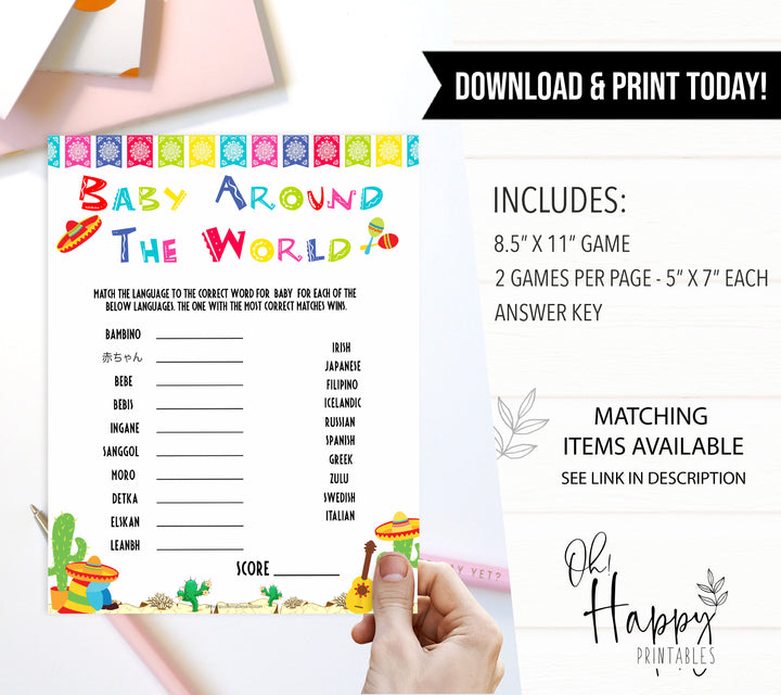 baby around the world game, Printable baby shower games, Mexican fiesta fun baby games, baby shower games, fun baby shower ideas, top baby shower ideas, fiesta shower baby shower, fiesta baby shower ideas