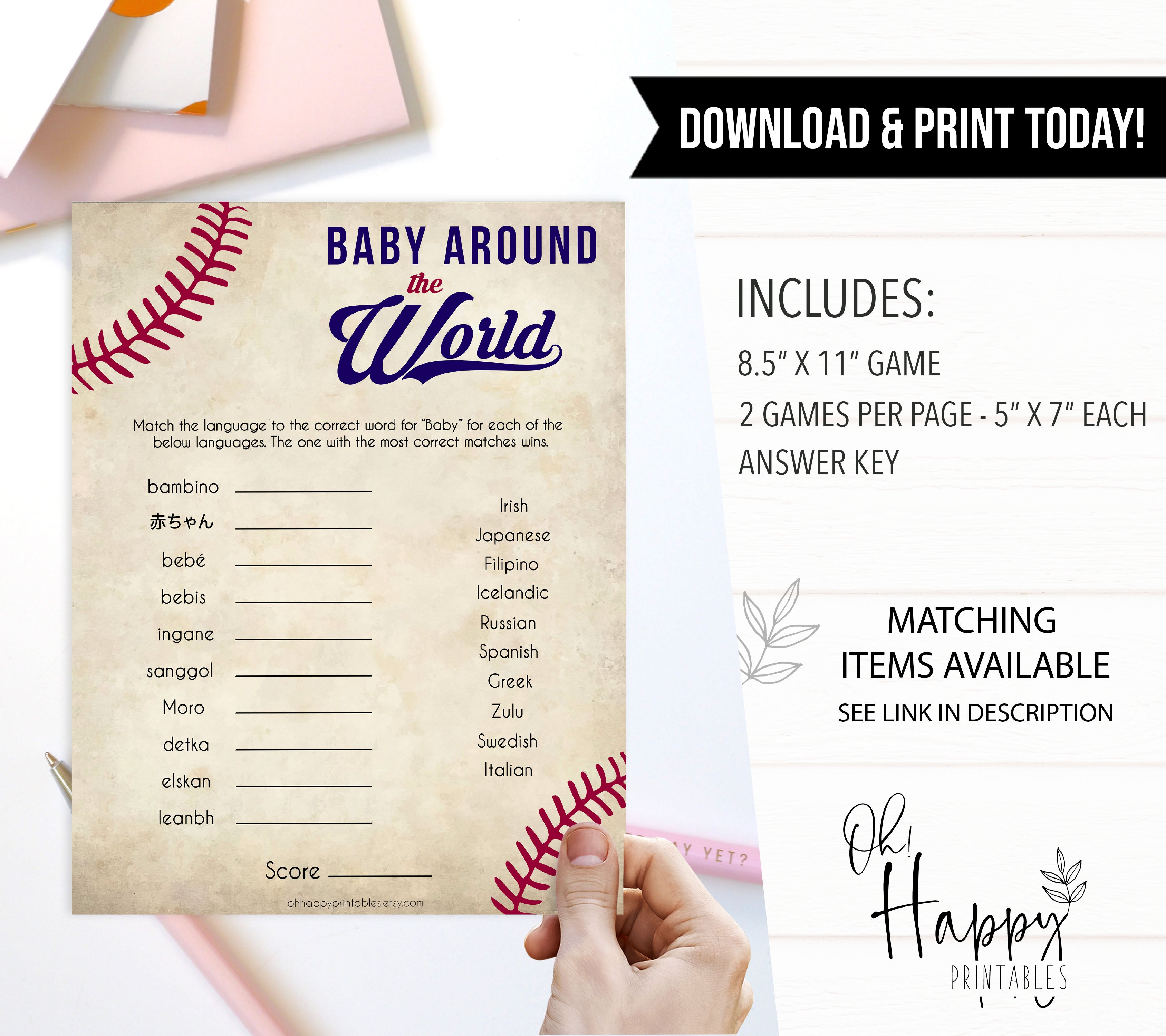 Baby Around The World Baby Shower Game - Printable Baby Games