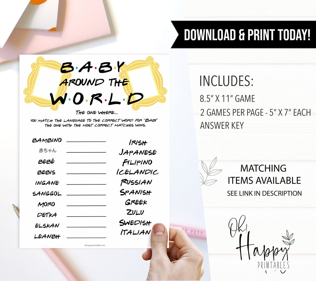 Baby Around The World Game, Printable baby shower games, friends fun baby games, baby shower games, fun baby shower ideas, top baby shower ideas, friends baby shower, friends baby shower ideas