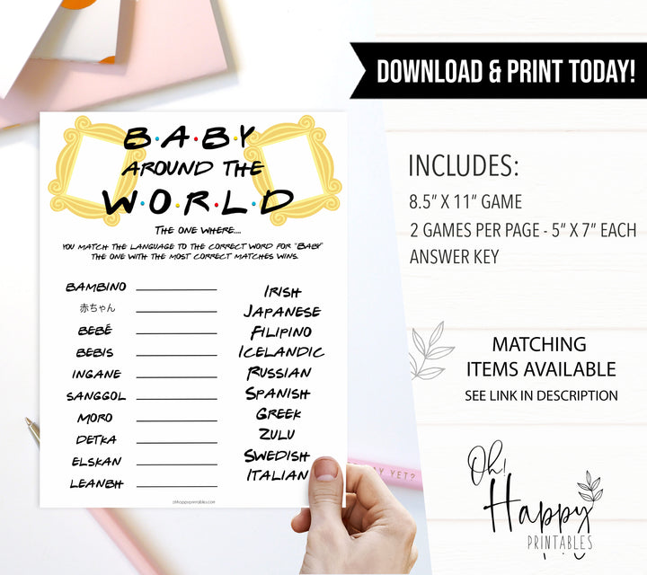 Baby Around The World Game, Printable baby shower games, friends fun baby games, baby shower games, fun baby shower ideas, top baby shower ideas, friends baby shower, friends baby shower ideas
