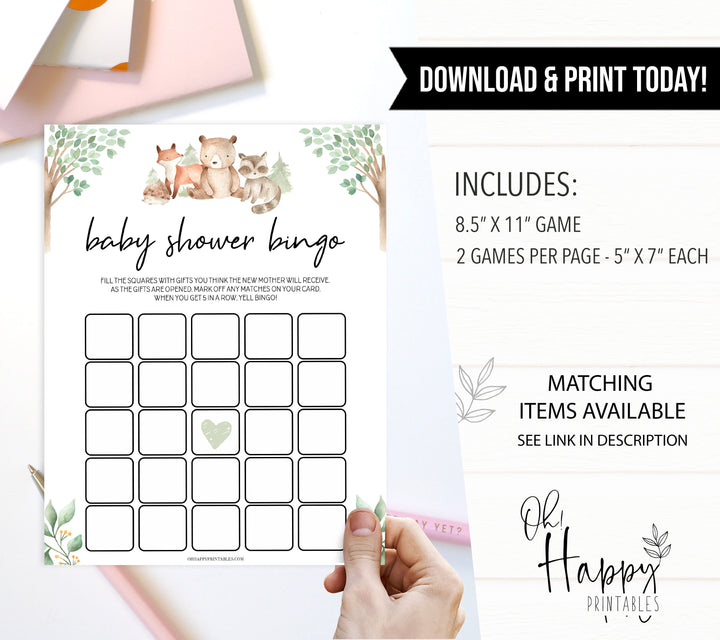 baby shower bingo game, Printable baby shower games, woodland animals baby games, baby shower games, fun baby shower ideas, top baby shower ideas, woodland baby shower, baby shower games, fun woodland animals baby shower ideas