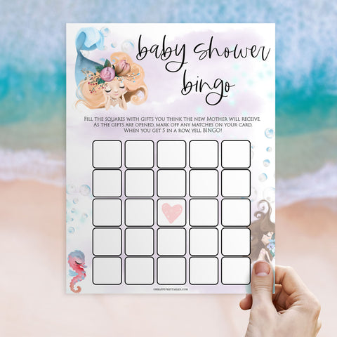 baby shower bingo game, Printable baby shower games, little mermaid baby games, baby shower games, fun baby shower ideas, top baby shower ideas, little mermaid baby shower, baby shower games, pink hearts baby shower ideas