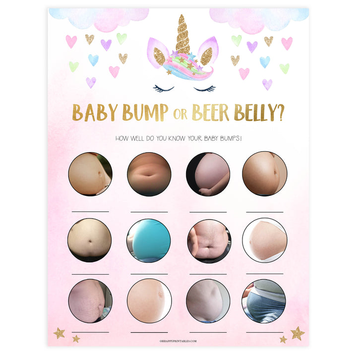 baby bump or beer belly game, Printable baby shower games, unicorn baby games, baby shower games, fun baby shower ideas, top baby shower ideas, unicorn baby shower, baby shower games, fun unicorn baby shower ideas