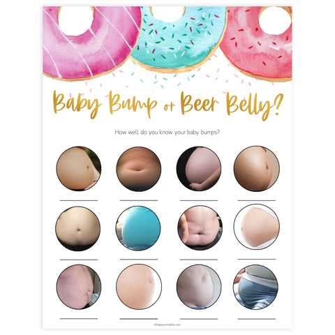 baby bump or beer belly game, Printable baby shower games, donut baby games, baby shower games, fun baby shower ideas, top baby shower ideas, donut sprinkles baby shower, baby shower games, fun donut baby shower ideas