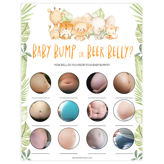 baby bump or beer belly game, Printable baby shower games, safari animals baby games, baby shower games, fun baby shower ideas, top baby shower ideas, safari animals baby shower, baby shower games, fun baby shower ideas