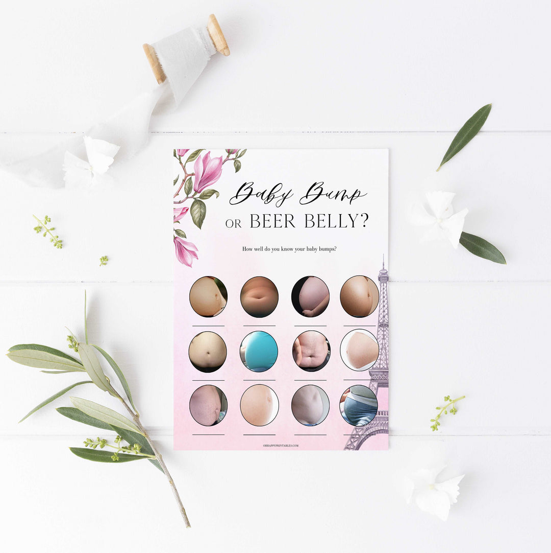 porn or labor, baby bump or beer belly game, Parisian baby shower games, printable baby shower games, Paris baby shower games, fun baby shower games