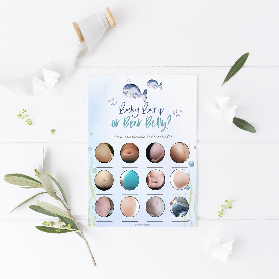 baby bump or beer belly game, Printable baby shower games, whale baby games, baby shower games, fun baby shower ideas, top baby shower ideas, whale baby shower, baby shower games, fun whale baby shower ideas