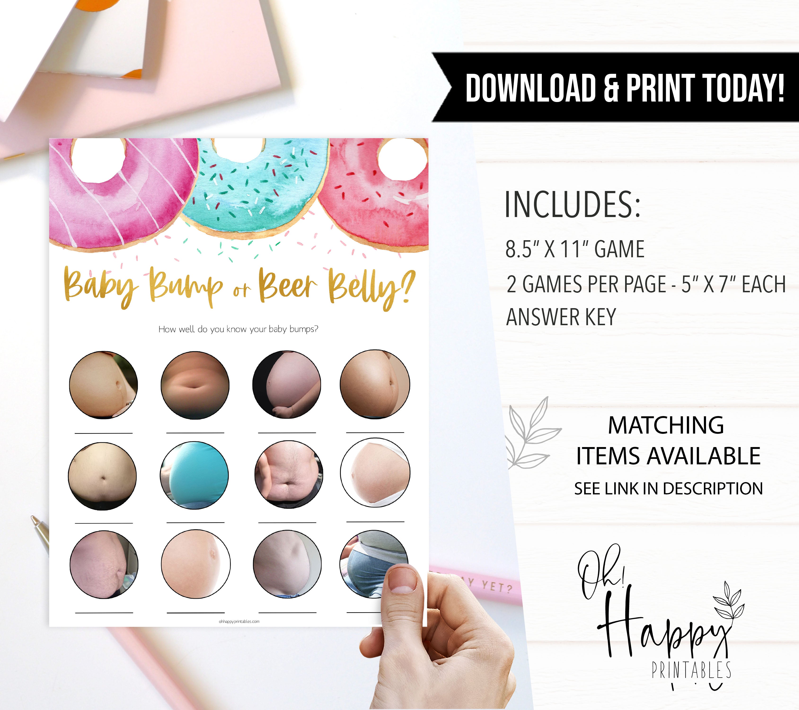 baby bump or beer belly game, Printable baby shower games, donut baby games, baby shower games, fun baby shower ideas, top baby shower ideas, donut sprinkles baby shower, baby shower games, fun donut baby shower ideas
