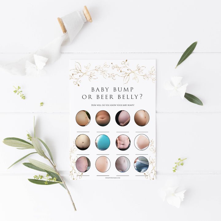 baby bump or beer belly game, Printable baby shower games, gold leaf baby games, baby shower games, fun baby shower ideas, top baby shower ideas, gold leaf baby shower, baby shower games, fun gold leaf baby shower ideas