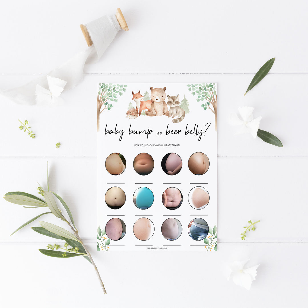baby bump or beer belly games, Printable baby shower games, woodland animals baby games, baby shower games, fun baby shower ideas, top baby shower ideas, woodland baby shower, baby shower games, fun woodland animals baby shower ideas
