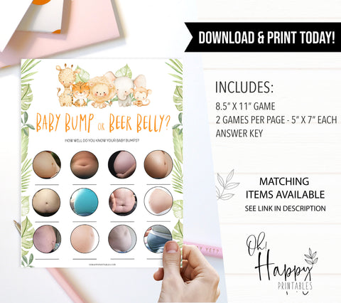 baby bump or beer belly game, Printable baby shower games, safari animals baby games, baby shower games, fun baby shower ideas, top baby shower ideas, safari animals baby shower, baby shower games, fun baby shower ideas
