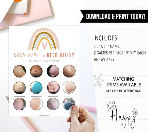 baby bump or beer belly baby game, Printable baby shower games, boho rainbow baby games, baby shower games, fun baby shower ideas, top baby shower ideas, boho rainbow baby shower, baby shower games, fun boho rainbow baby shower ideas