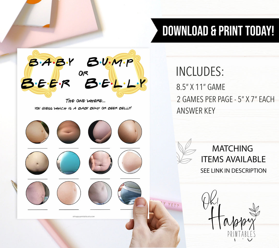 baby bump or beer belly game, Printable baby shower games, friends fun baby games, baby shower games, fun baby shower ideas, top baby shower ideas, friends baby shower, friends baby shower ideas
