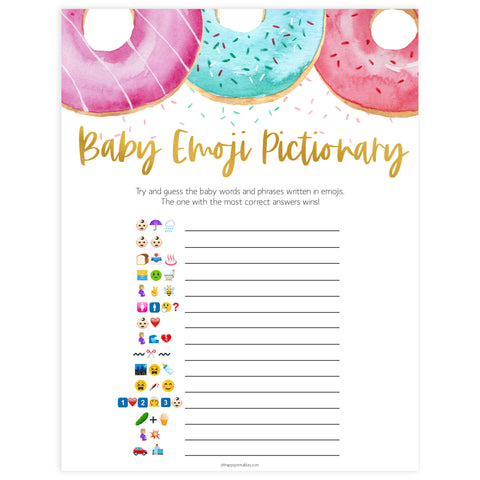 baby emoji pictionary game, Printable baby shower games, donut baby games, baby shower games, fun baby shower ideas, top baby shower ideas, donut sprinkles baby shower, baby shower games, fun donut baby shower ideas