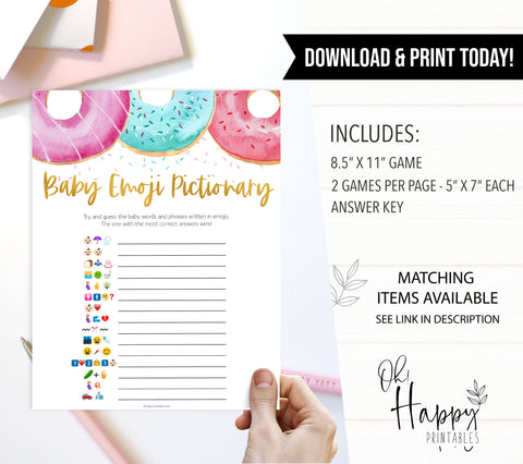 baby emoji pictionary game, Printable baby shower games, donut baby games, baby shower games, fun baby shower ideas, top baby shower ideas, donut sprinkles baby shower, baby shower games, fun donut baby shower ideas