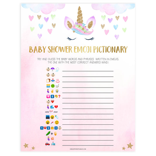 baby shower emoji pictionary game, Printable baby shower games, unicorn baby games, baby shower games, fun baby shower ideas, top baby shower ideas, unicorn baby shower, baby shower games, fun unicorn baby shower ideas