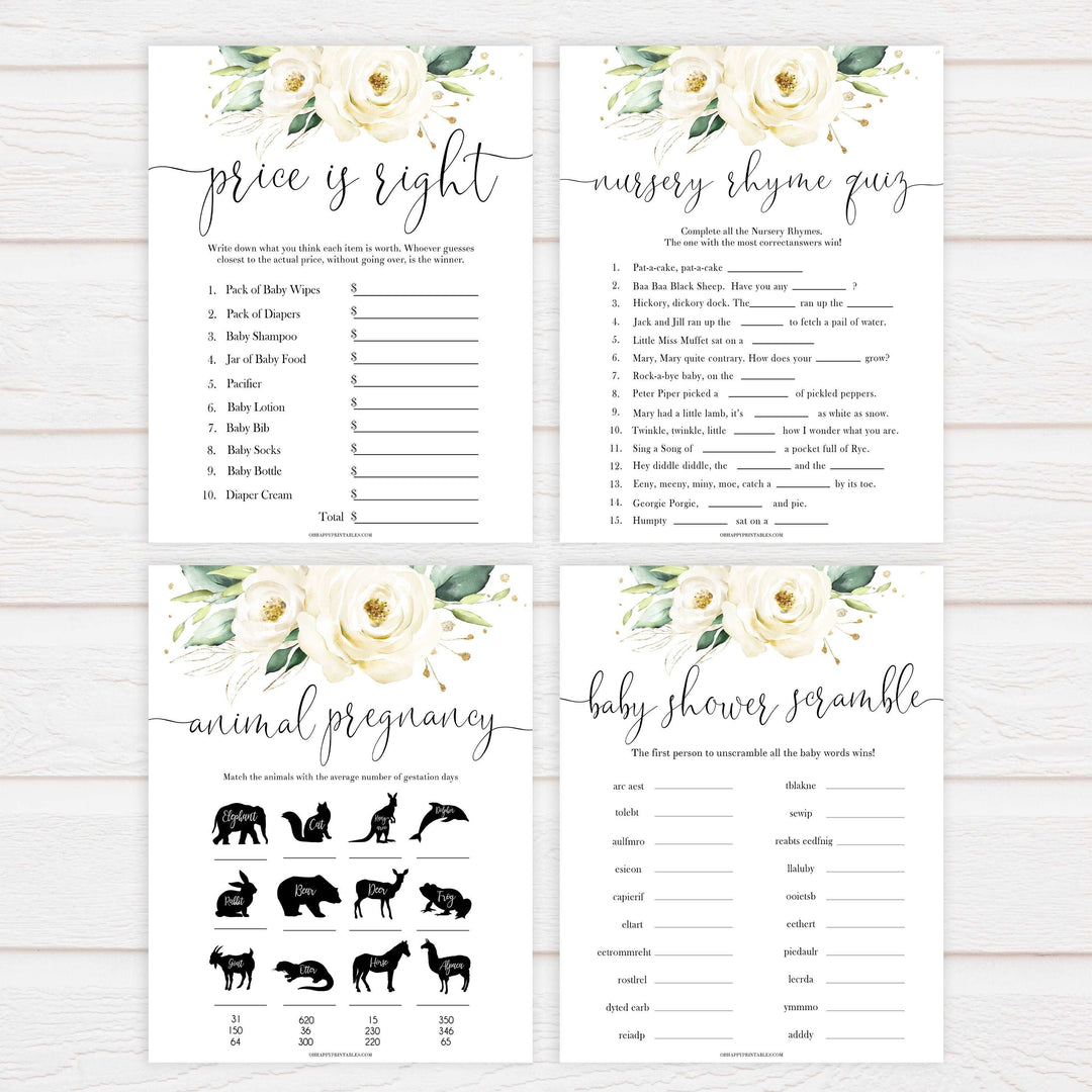 10 baby shower games, 10 baby games bundle, Printable baby shower games, shite floral baby games, baby shower games, fun baby shower ideas, top baby shower ideas, floral baby shower, baby shower games, fun floral baby shower ideas