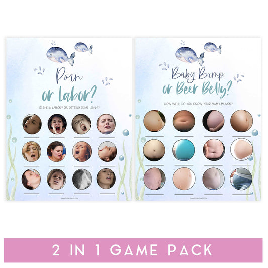 porn or labor, baby bump or beer belly, Printable baby shower games, whale baby games, baby shower games, fun baby shower ideas, top baby shower ideas, whale baby shower, baby shower games, fun whale baby shower ideas
