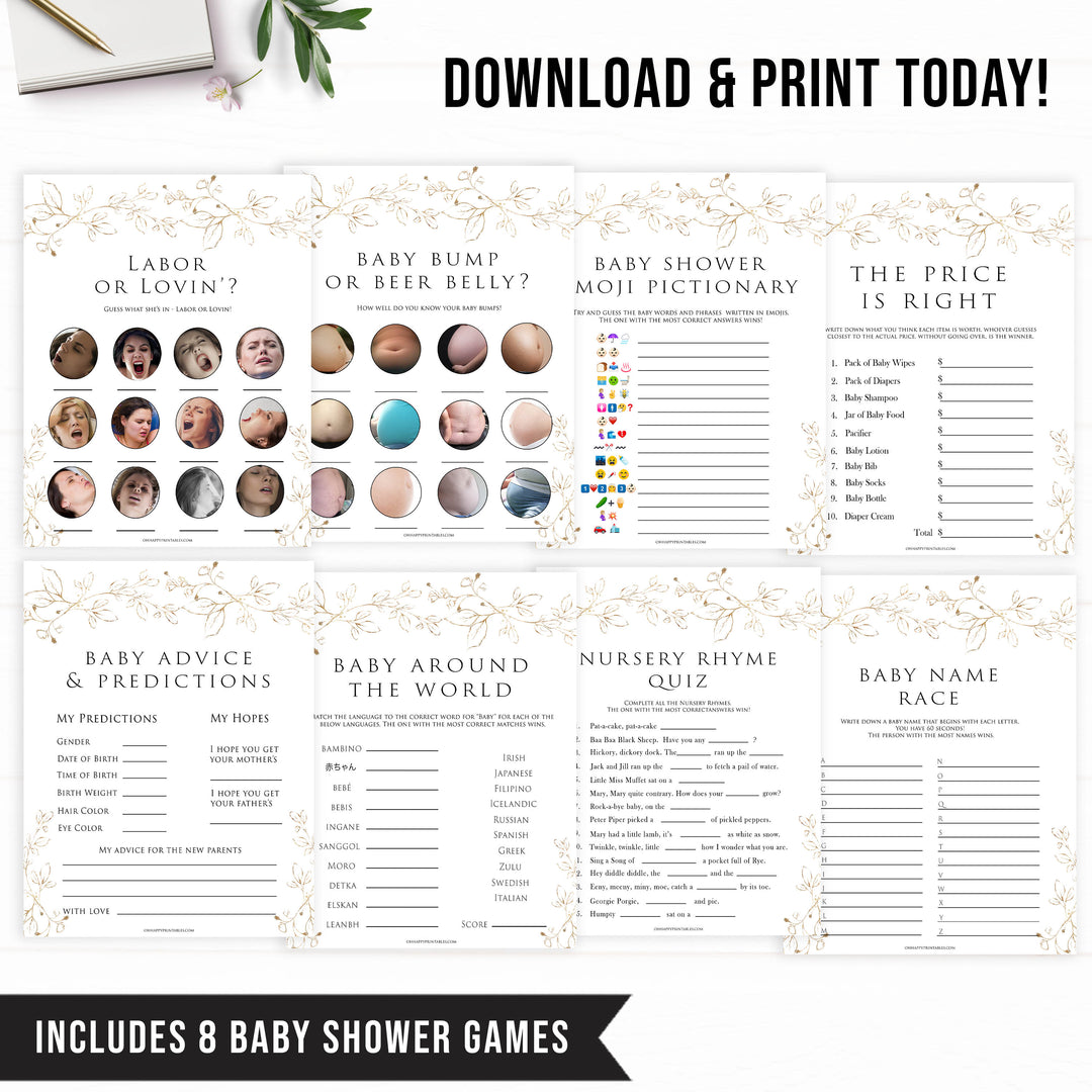 baby games bundle, baby games pack, Printable baby shower games, gold leaf baby games, baby shower games, fun baby shower ideas, top baby shower ideas, gold leaf baby shower, baby shower games, fun gold leaf baby shower ideas