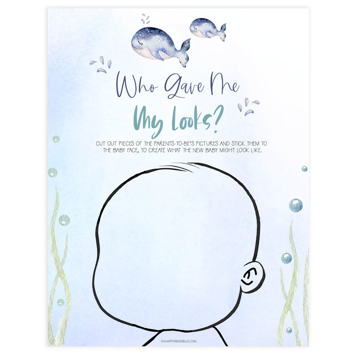who gave me my looks game, Printable baby shower games, whale baby games, baby shower games, fun baby shower ideas, top baby shower ideas, whale baby shower, baby shower games, fun whale baby shower ideas