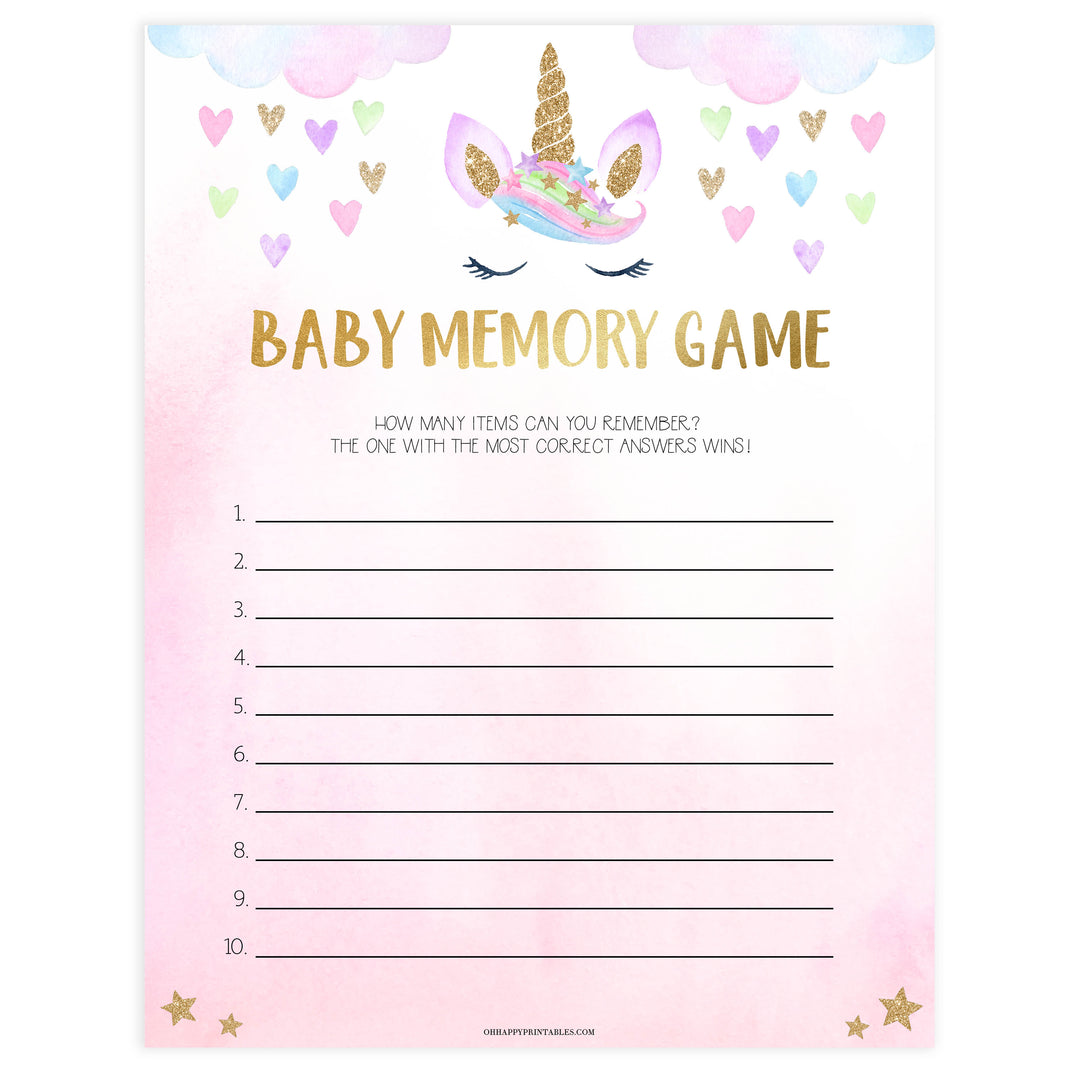 baby memory game, Printable baby shower games, unicorn baby games, baby shower games, fun baby shower ideas, top baby shower ideas, unicorn baby shower, baby shower games, fun unicorn baby shower ideas