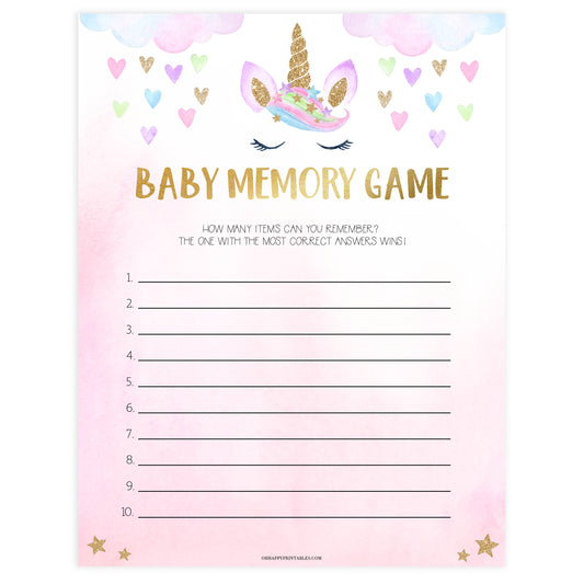 baby memory game, Printable baby shower games, unicorn baby games, baby shower games, fun baby shower ideas, top baby shower ideas, unicorn baby shower, baby shower games, fun unicorn baby shower ideas