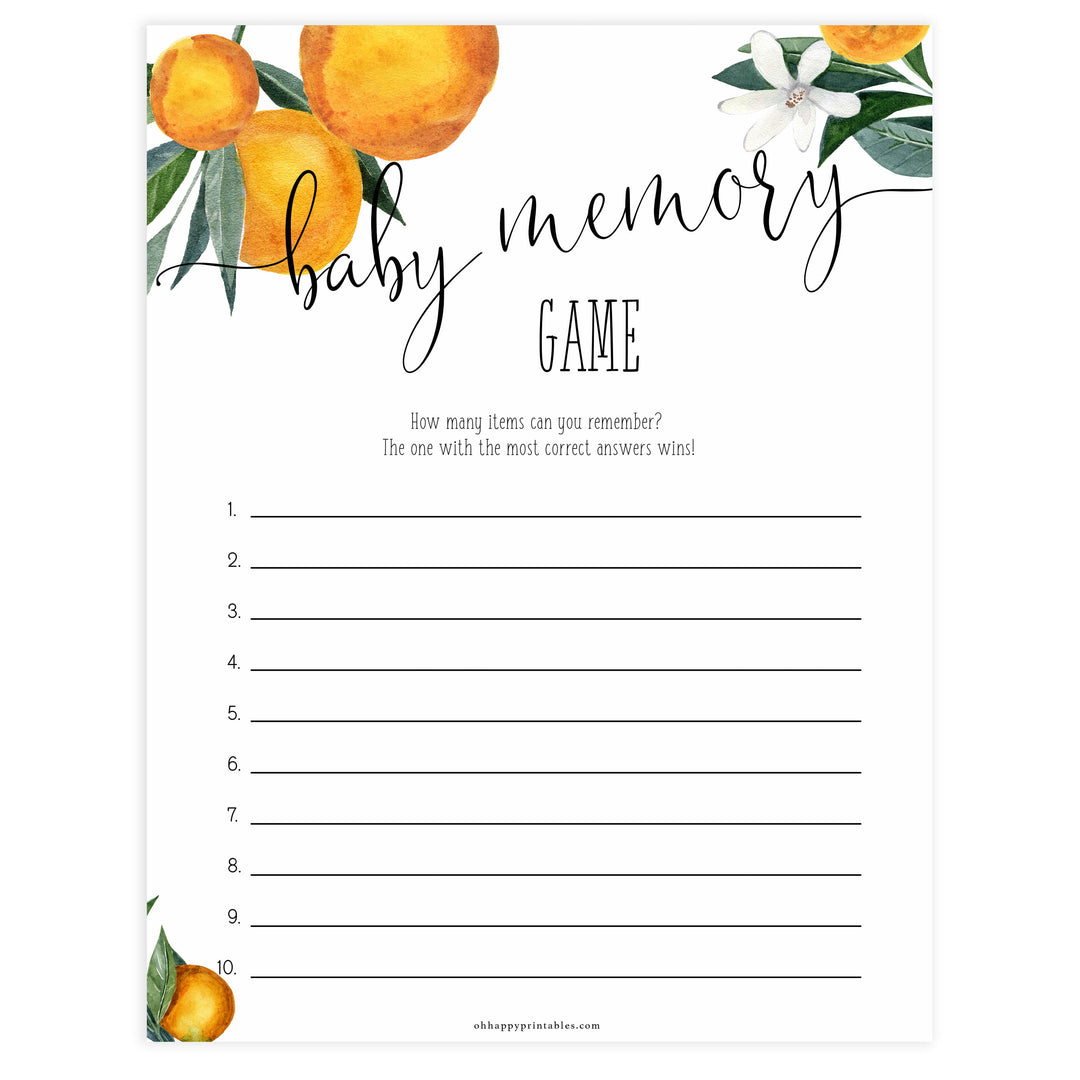 baby list memory game,  Printable baby shower games, little cutie baby games, baby shower games, fun baby shower ideas, top baby shower ideas, little cutie baby shower, baby shower games, fun little cutie baby shower ideas, citrus baby shower games, citrus baby shower, orange baby shower