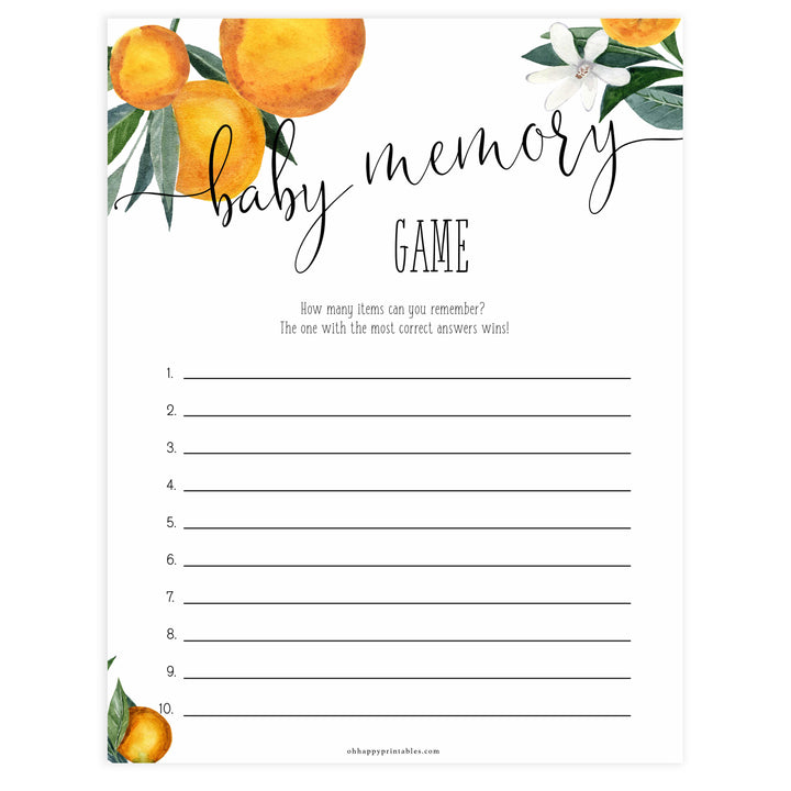 baby list memory game,  Printable baby shower games, little cutie baby games, baby shower games, fun baby shower ideas, top baby shower ideas, little cutie baby shower, baby shower games, fun little cutie baby shower ideas, citrus baby shower games, citrus baby shower, orange baby shower