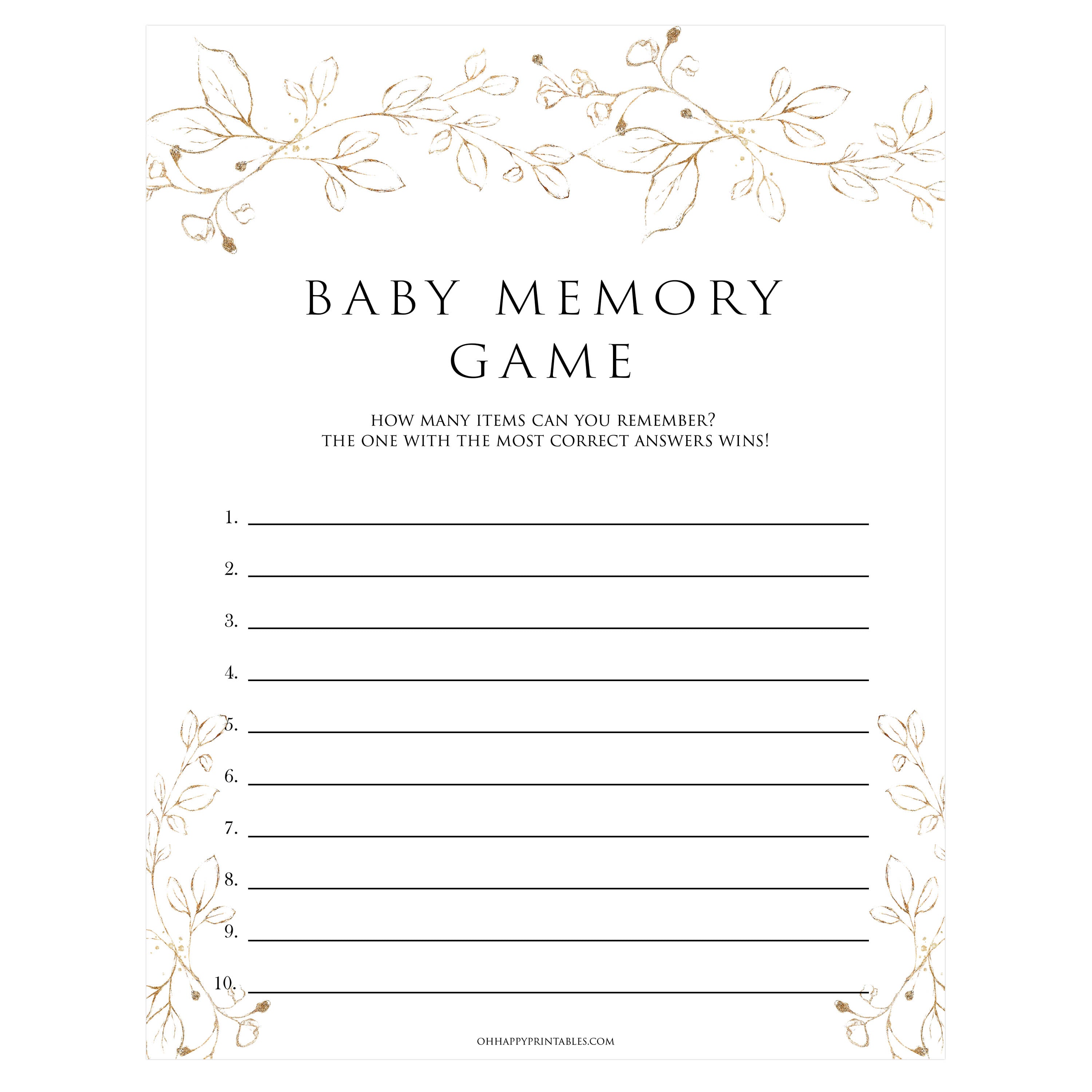 baby memory game, Printable baby shower games, gold leaf baby games, baby shower games, fun baby shower ideas, top baby shower ideas, gold leaf baby shower, baby shower games, fun gold leaf baby shower ideas
