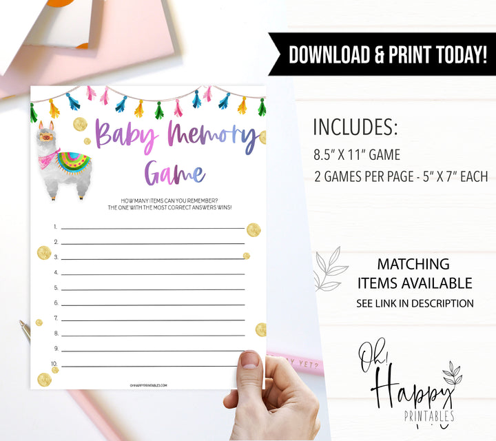 baby memory game, Printable baby shower games, llama fiesta fun baby games, baby shower games, fun baby shower ideas, top baby shower ideas, Llama fiesta shower baby shower, fiesta baby shower ideas