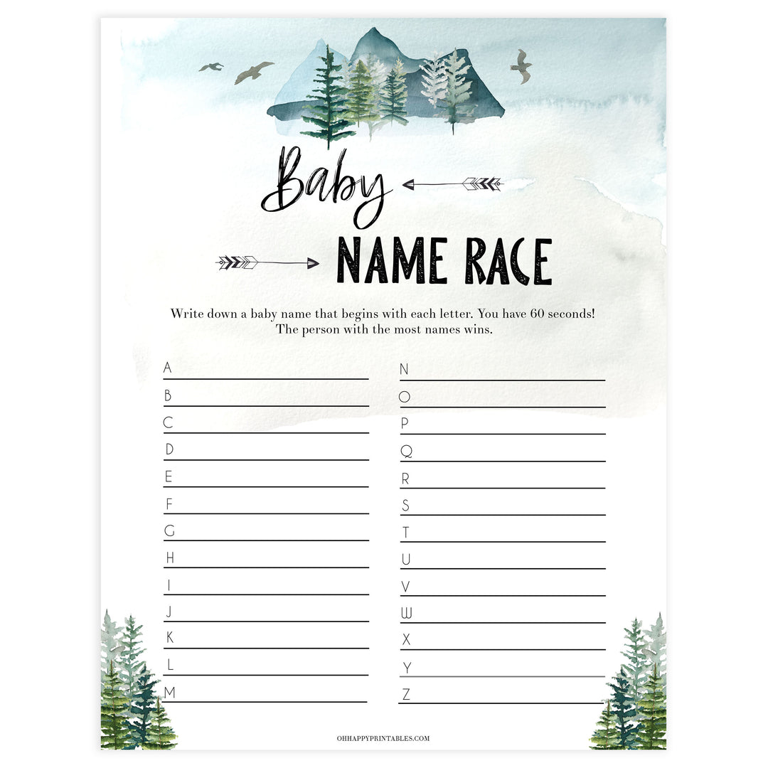 baby name race game, Printable baby shower games, adventure awaits baby games, baby shower games, fun baby shower ideas, top baby shower ideas, adventure awaits baby shower, baby shower games, fun adventure baby shower ideas